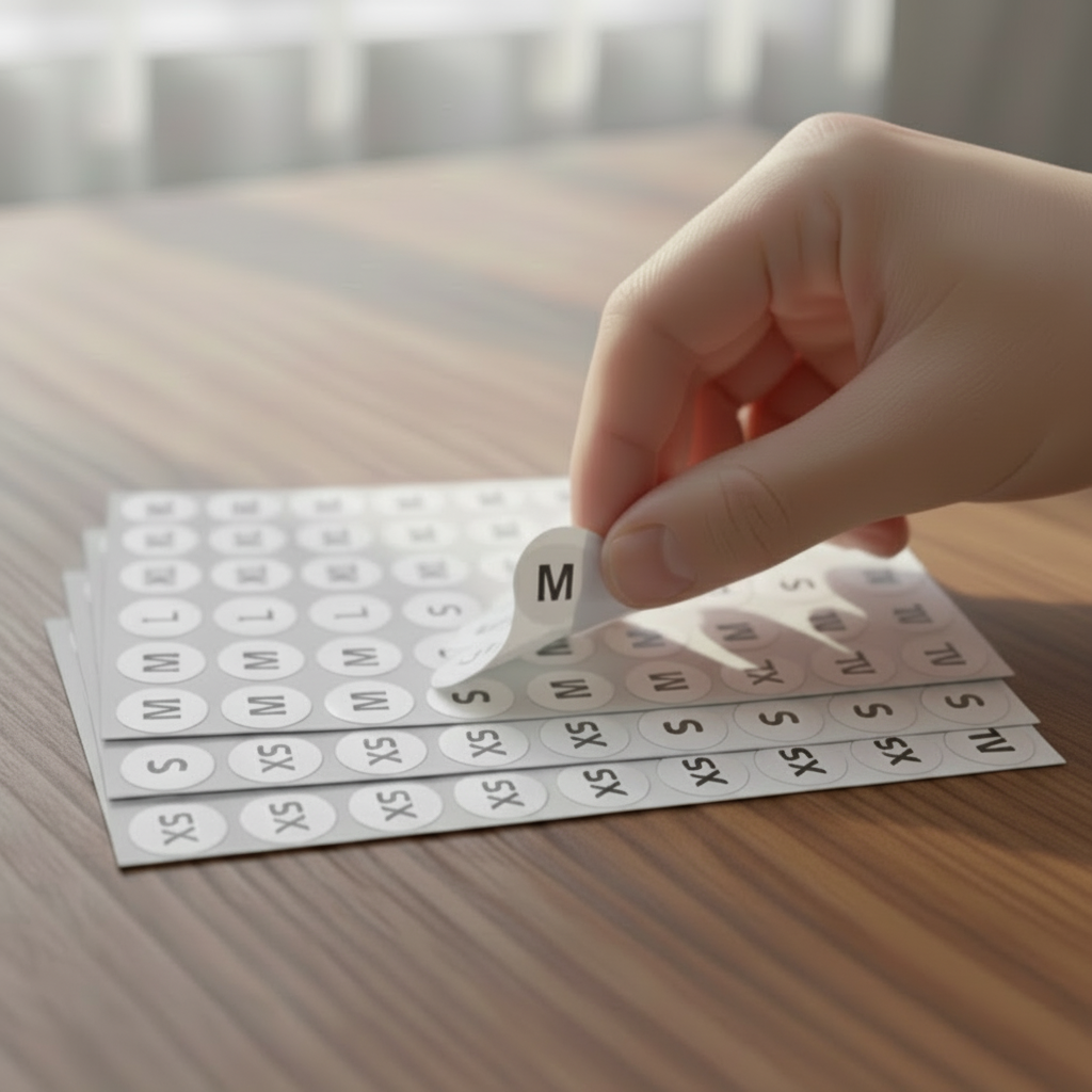 Hand peeling sticker from back release sheet