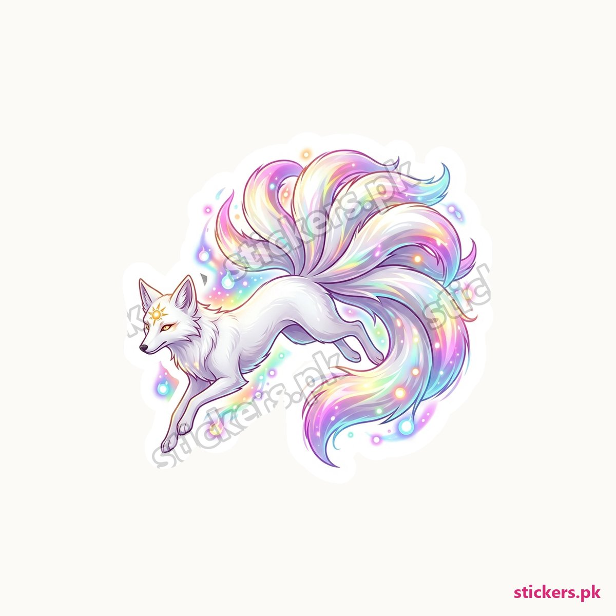 Holographic Celestial Kitsune die-cut sticker