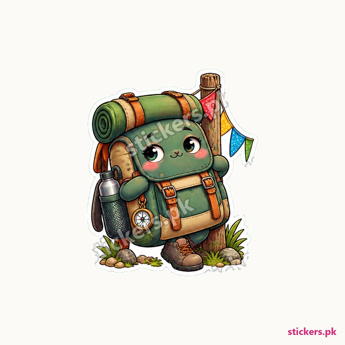 Hiking Backpack Character String Sticker die-cut sticker