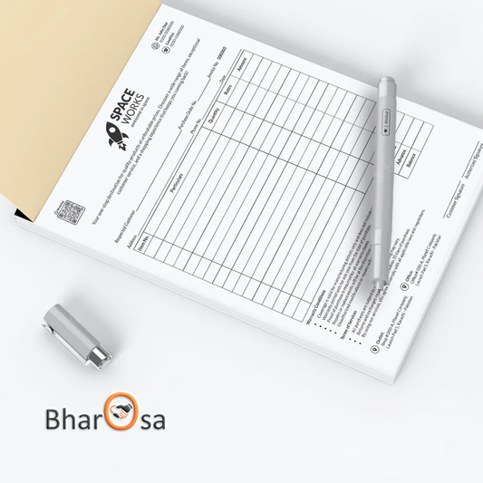 Document with grid layout on a white surface, featuring the Bharosa logo.