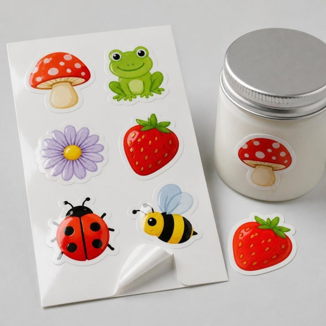Custom glossy paper stickers with a shiny finish