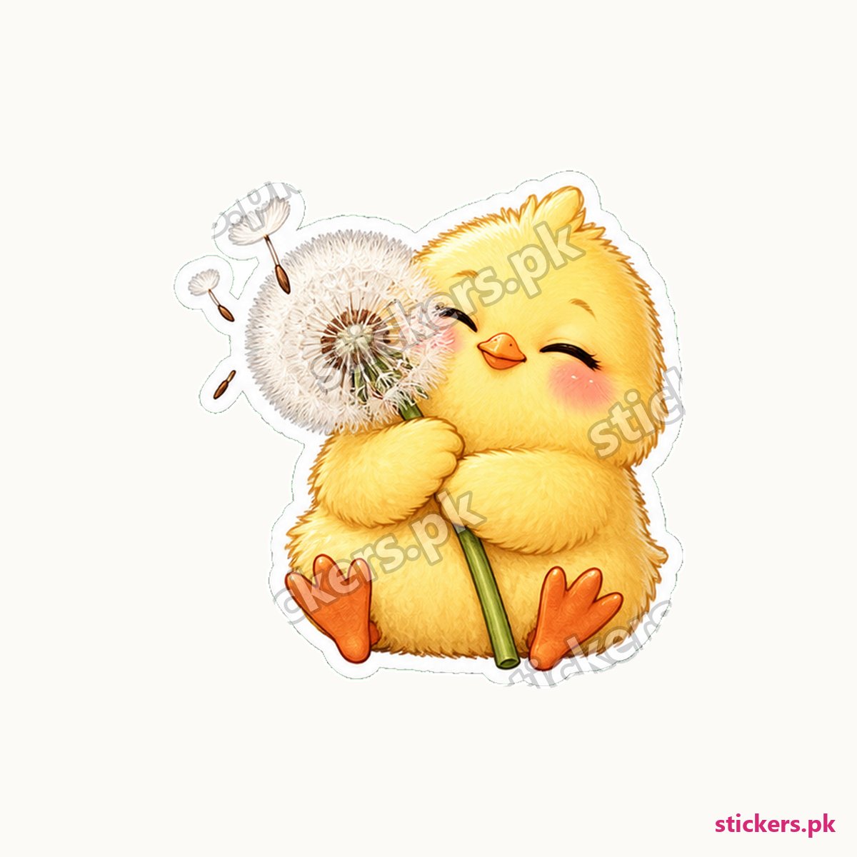 Fluffy Yellow Chick Dandelion Puff Sticker die-cut sticker