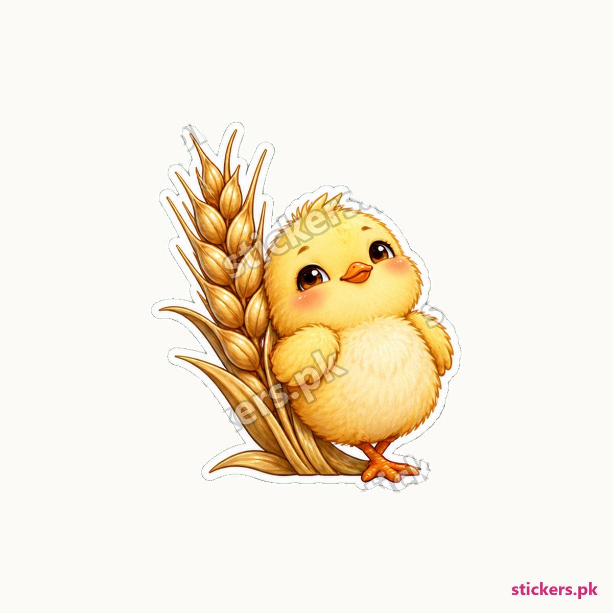 Fluffy Yellow Chick Wheat Stalk Sticker die-cut sticker