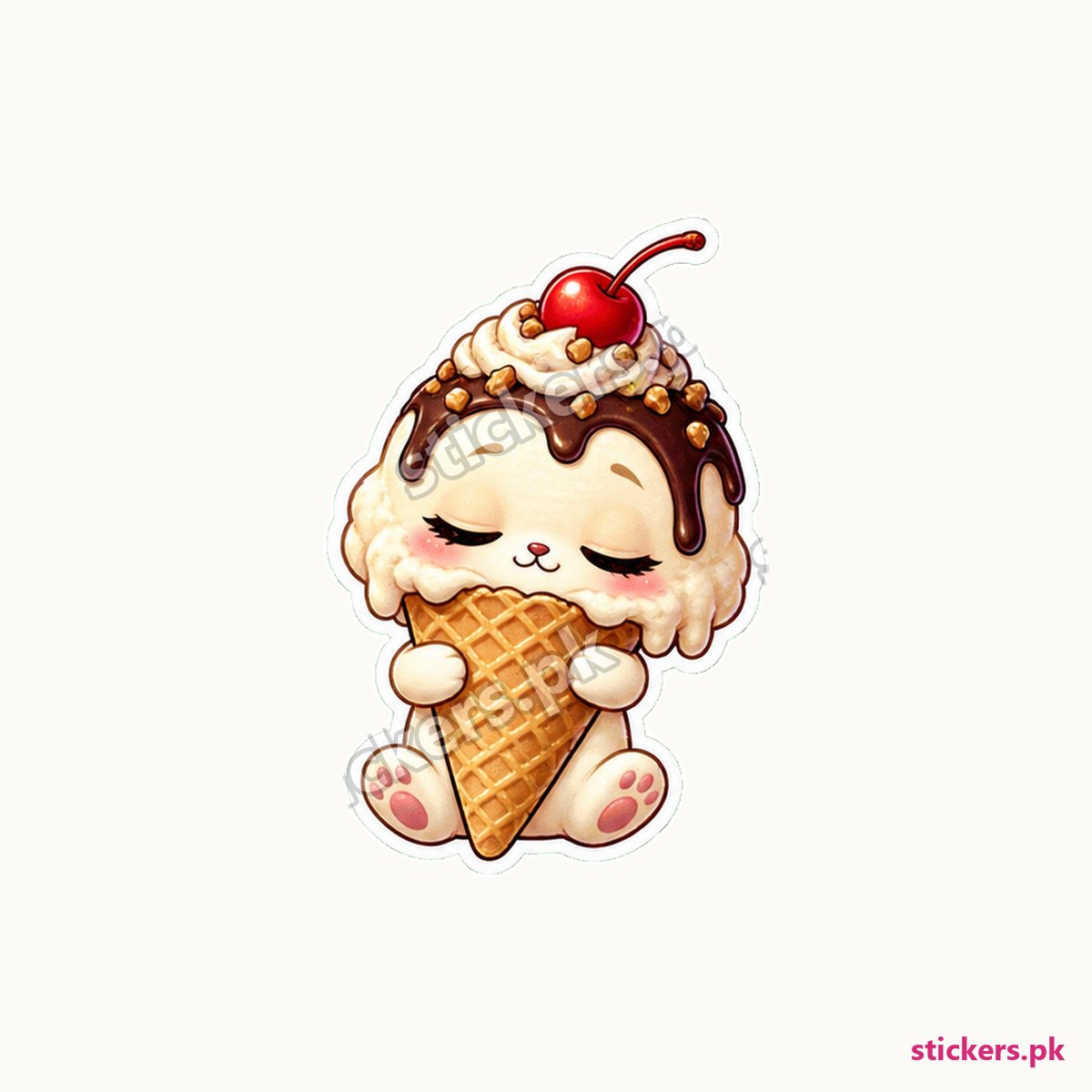 Ice Cream Cone Character Waffle Cone Sticker die-cut sticker
