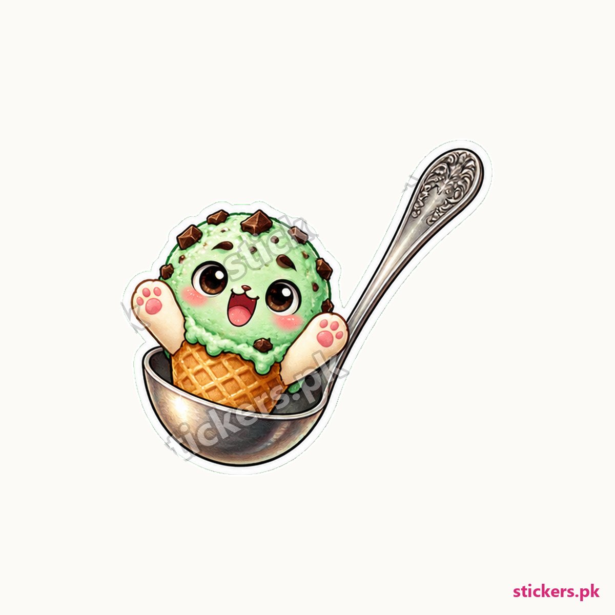 Ice Cream Cone Character Long Dessert Sticker die-cut sticker
