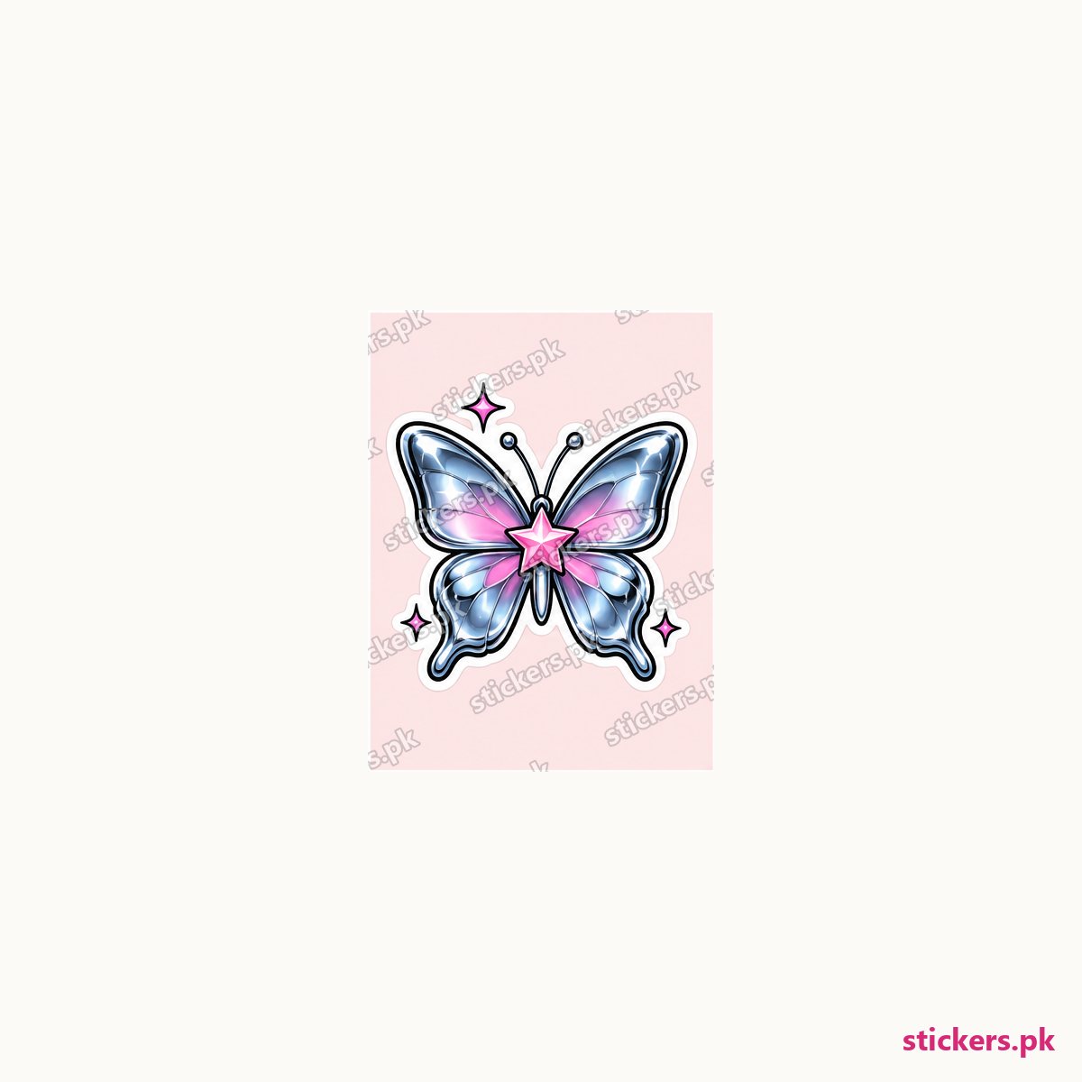 Chrome Flutter die-cut sticker