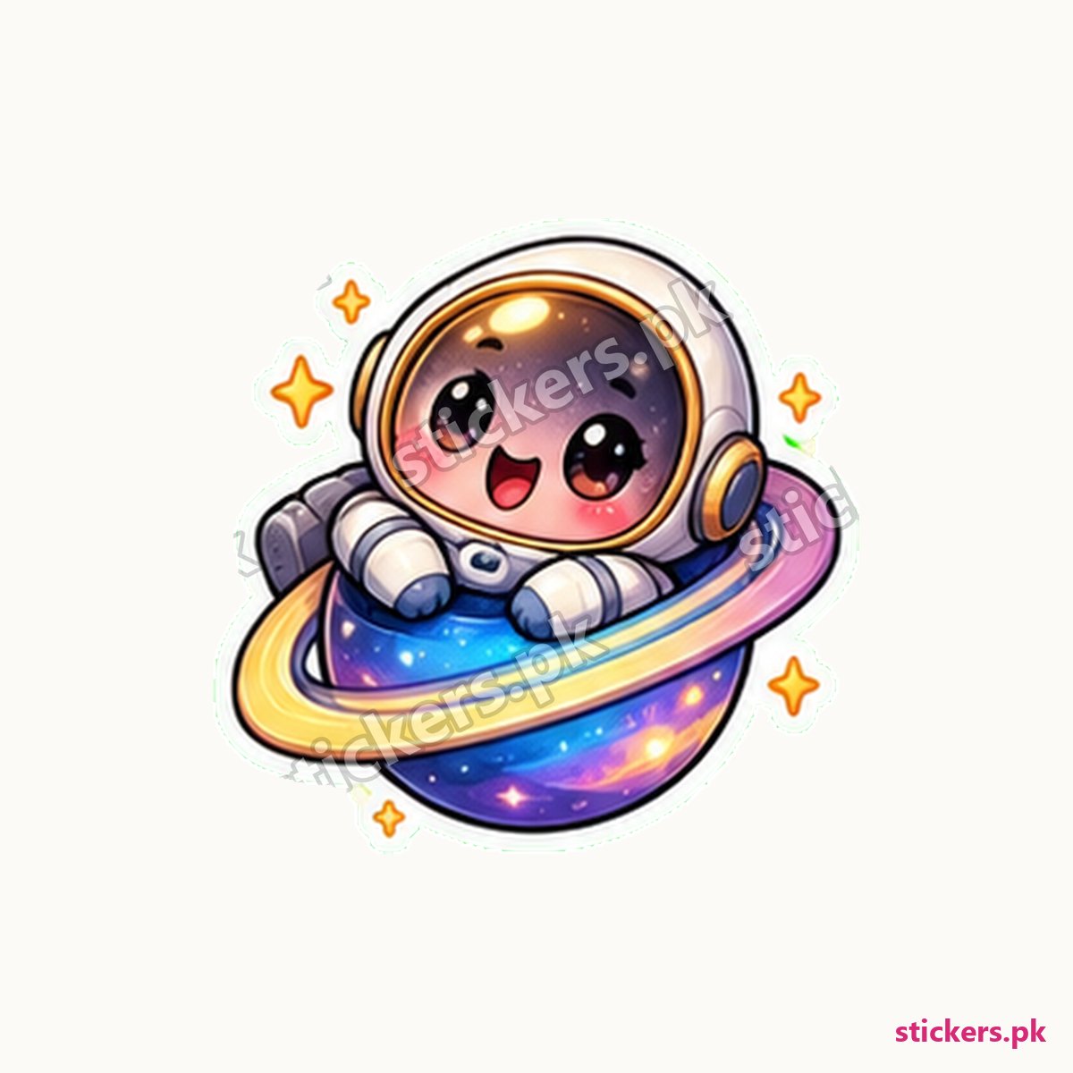 Little Astronaut Floating Planet Sticker die-cut sticker