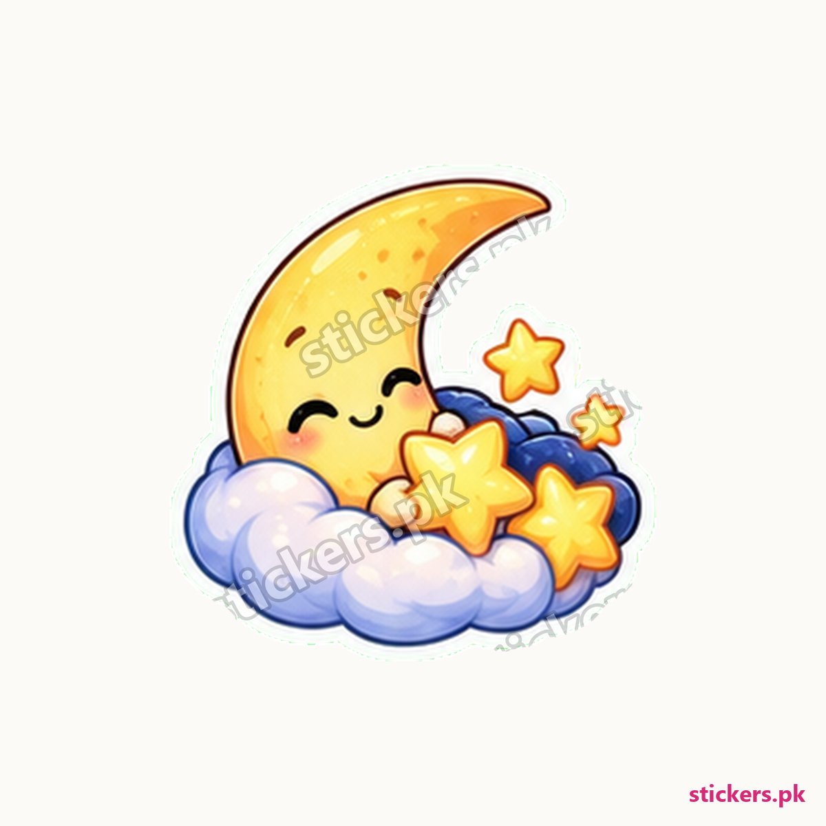 Smiling Crescent Moon Bundle Sticker die-cut sticker