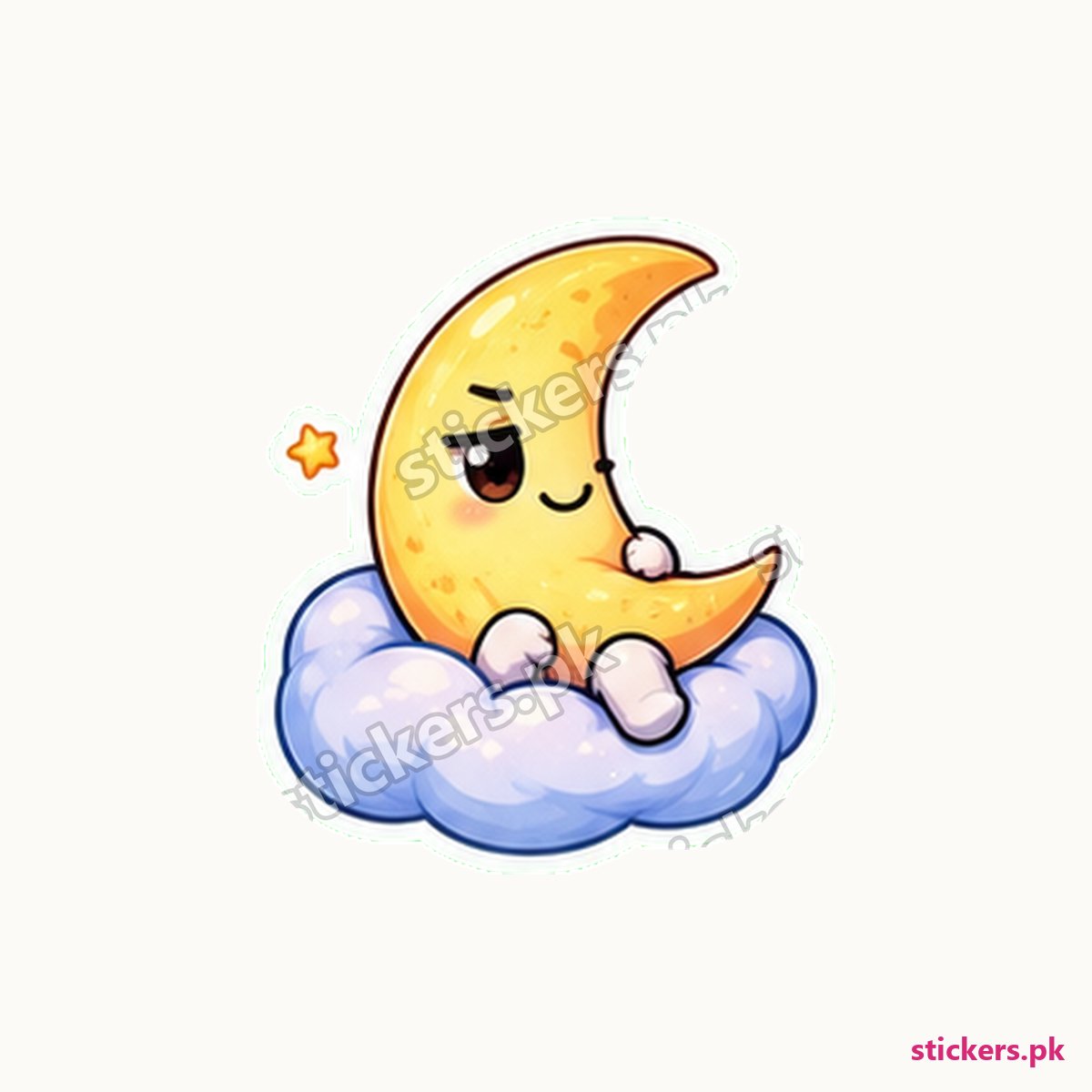 Smiling Crescent Moon Soft Cloud Sticker die-cut sticker