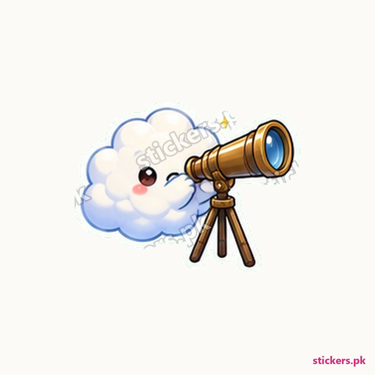 Fluffy Cloud Character Tiny Telescope Sticker die-cut sticker