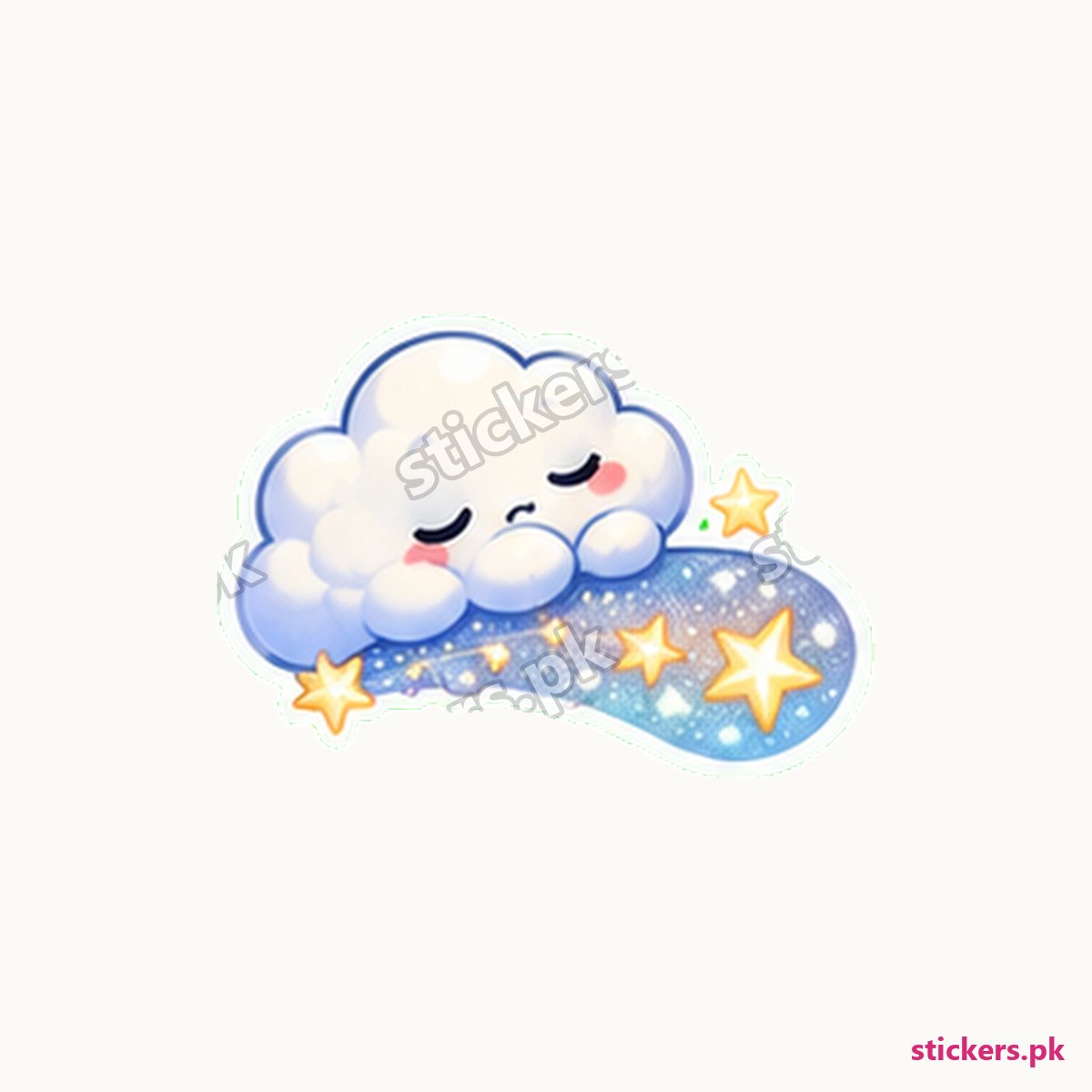 Fluffy Cloud Character Sparkle Trail Sticker die-cut sticker