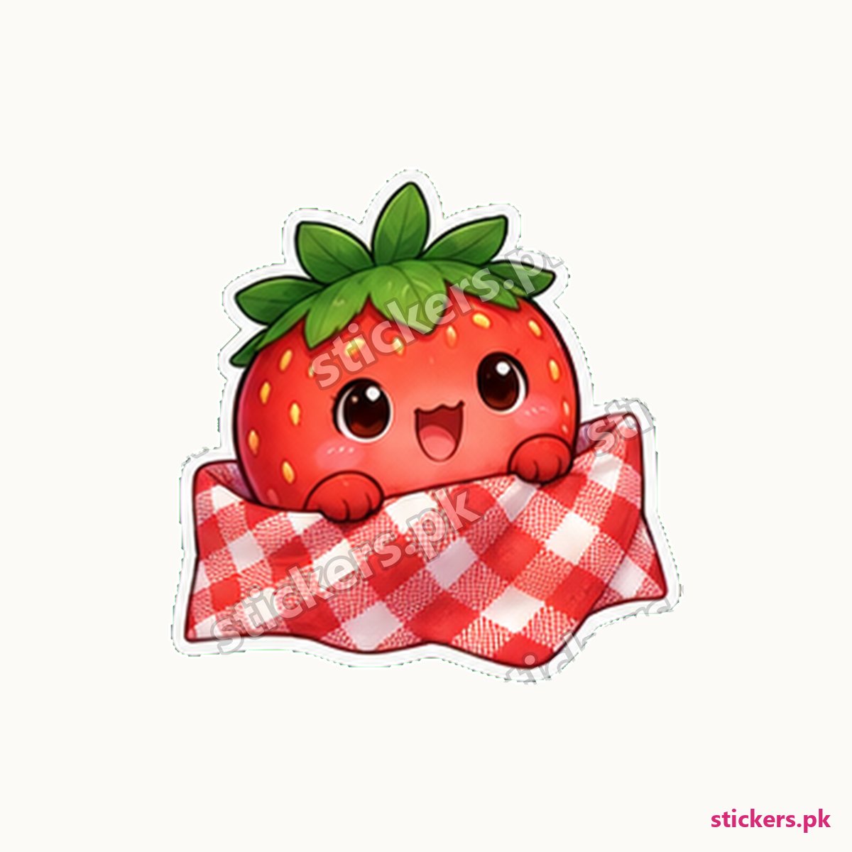 Strawberry Character Checked Picnic Sticker die-cut sticker