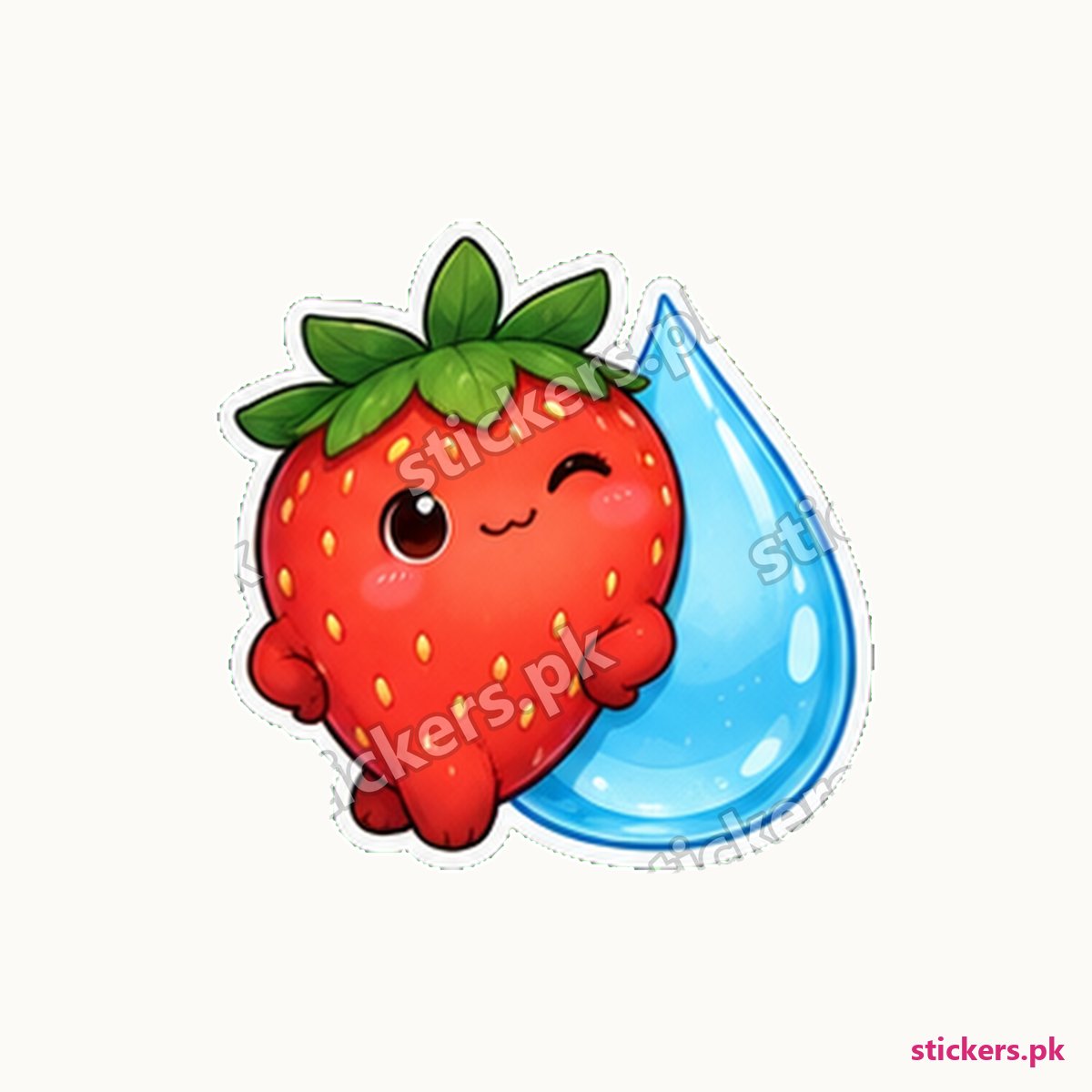 Strawberry Character Water Droplet Sticker die-cut sticker