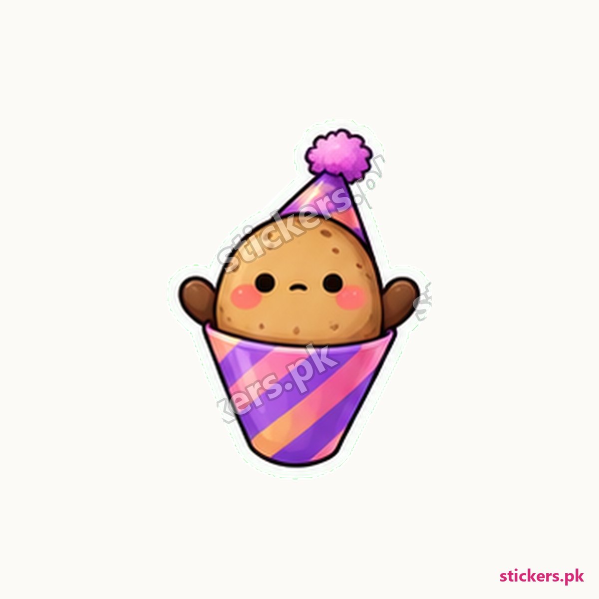 Deadpan Potato Character Tiny Party Sticker die-cut sticker