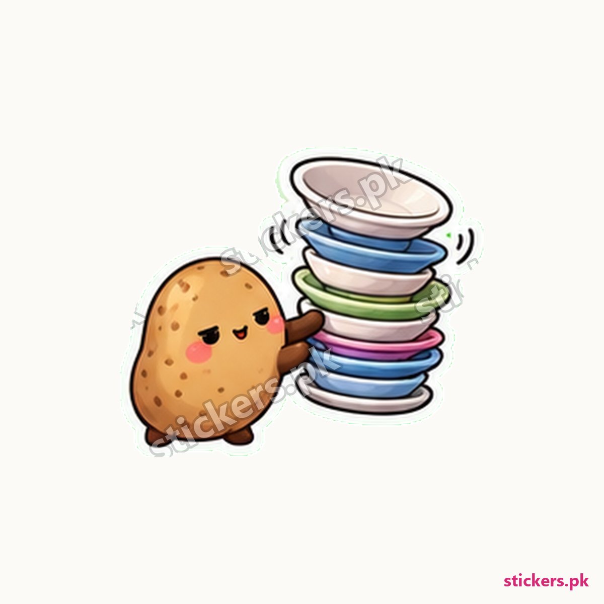 Deadpan Potato Character Wobbling Stack Sticker die-cut sticker