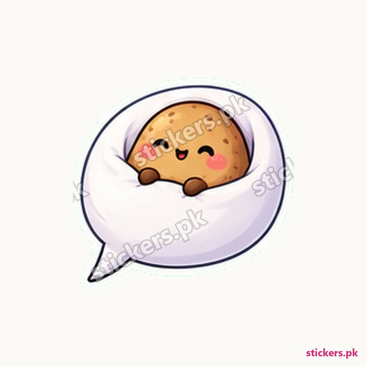 Deadpan Potato Character Speech Bubble Sticker die-cut sticker