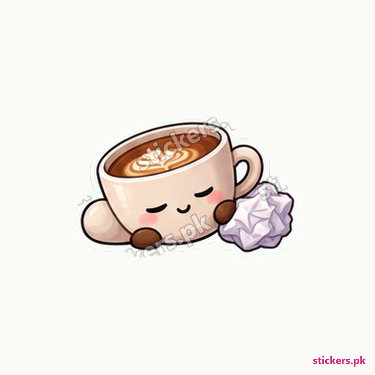 Exhausted Coffee Cup Crumpled Paper Sticker die-cut sticker