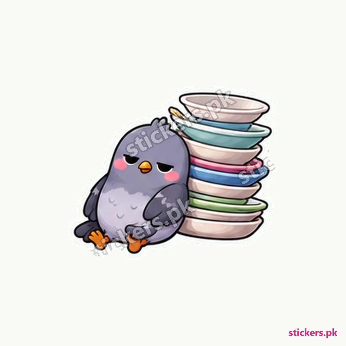 Smug Pigeon Wobbling Stack Sticker die-cut sticker