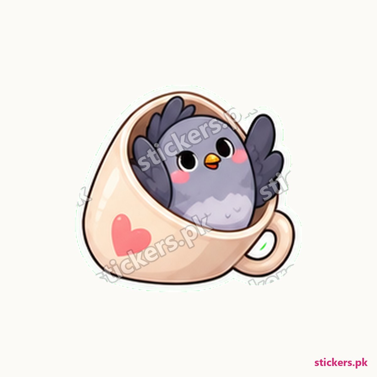 Smug Pigeon Tipped-Over Mug Sticker die-cut sticker
