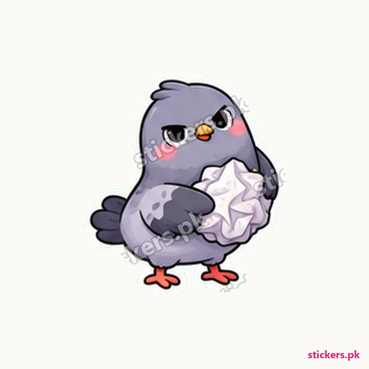 Smug Pigeon Crumpled Paper Sticker die-cut sticker