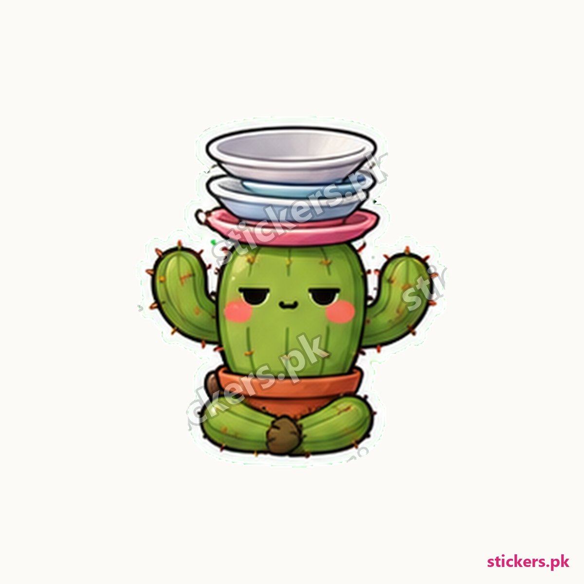 Sarcastic Cactus Wobbling Stack Sticker die-cut sticker