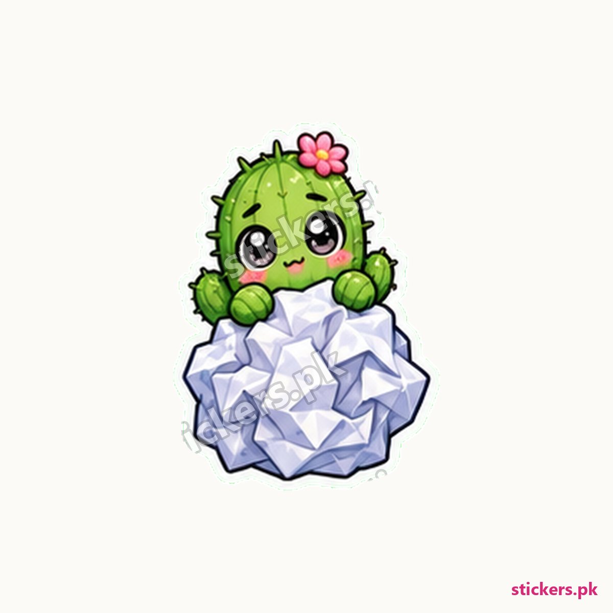 Sarcastic Cactus Crumpled Paper Sticker die-cut sticker