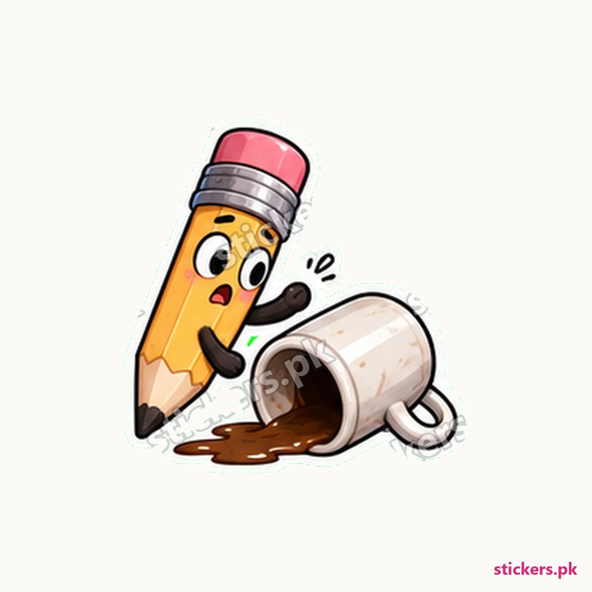 Tired Office Pencil Tipped-Over Mug Sticker die-cut sticker