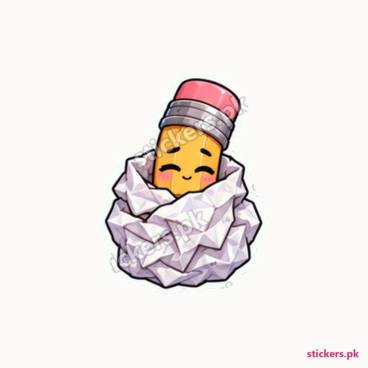 Tired Office Pencil Crumpled Paper Sticker die-cut sticker