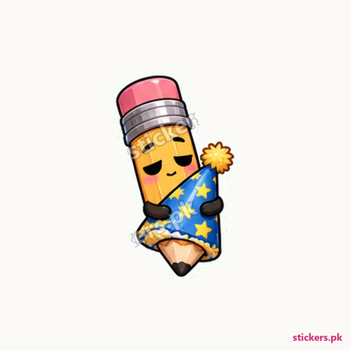 Tired Office Pencil Tiny Party Sticker die-cut sticker