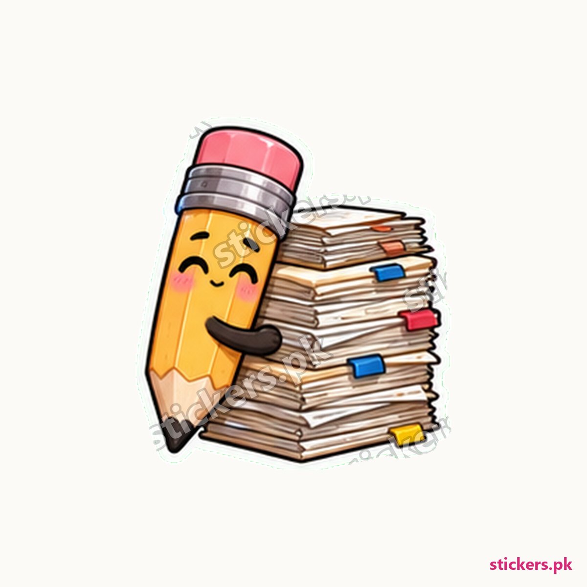 Tired Office Pencil Stack Sticker die-cut sticker