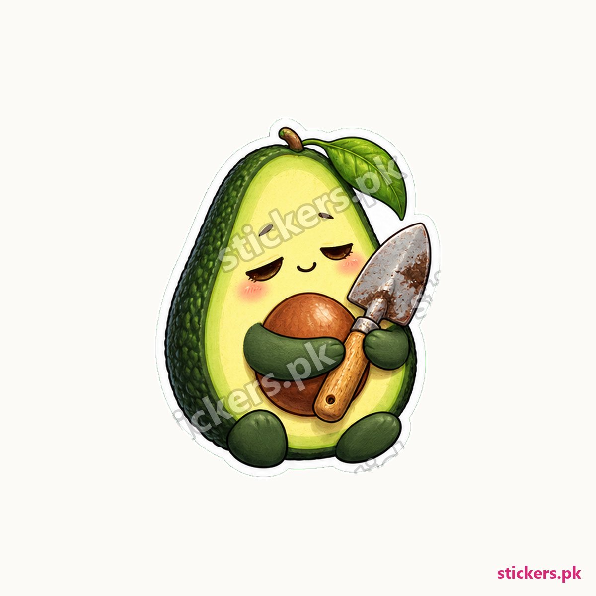 Avocado Half Character Small Garden Sticker die-cut sticker