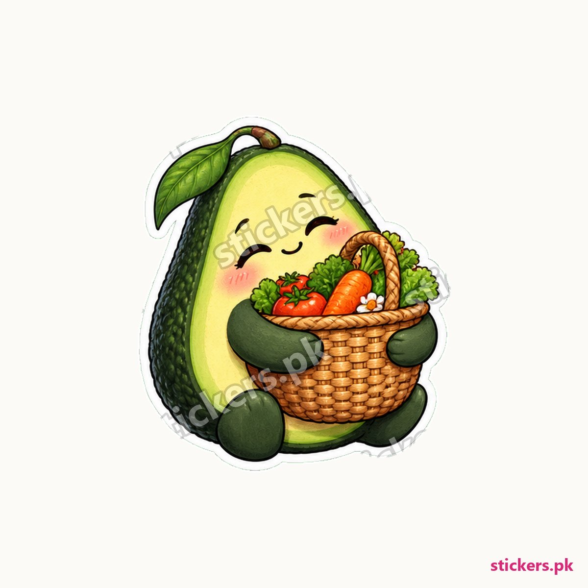 Avocado Half Character Woven Harvest Sticker die-cut sticker
