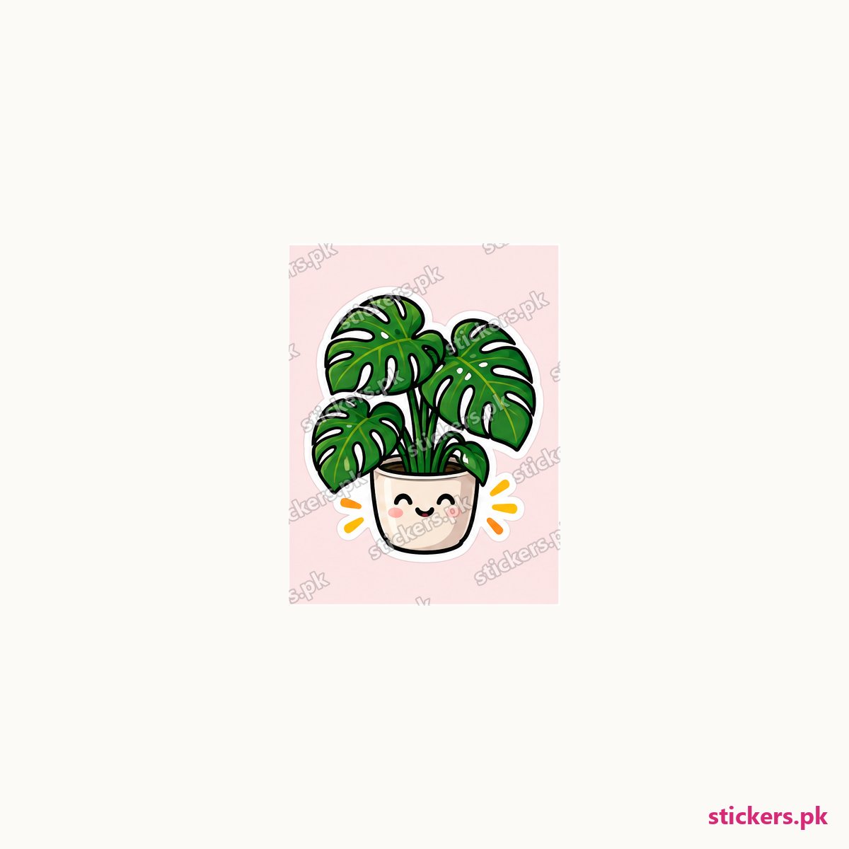 Happy Monstera die-cut sticker