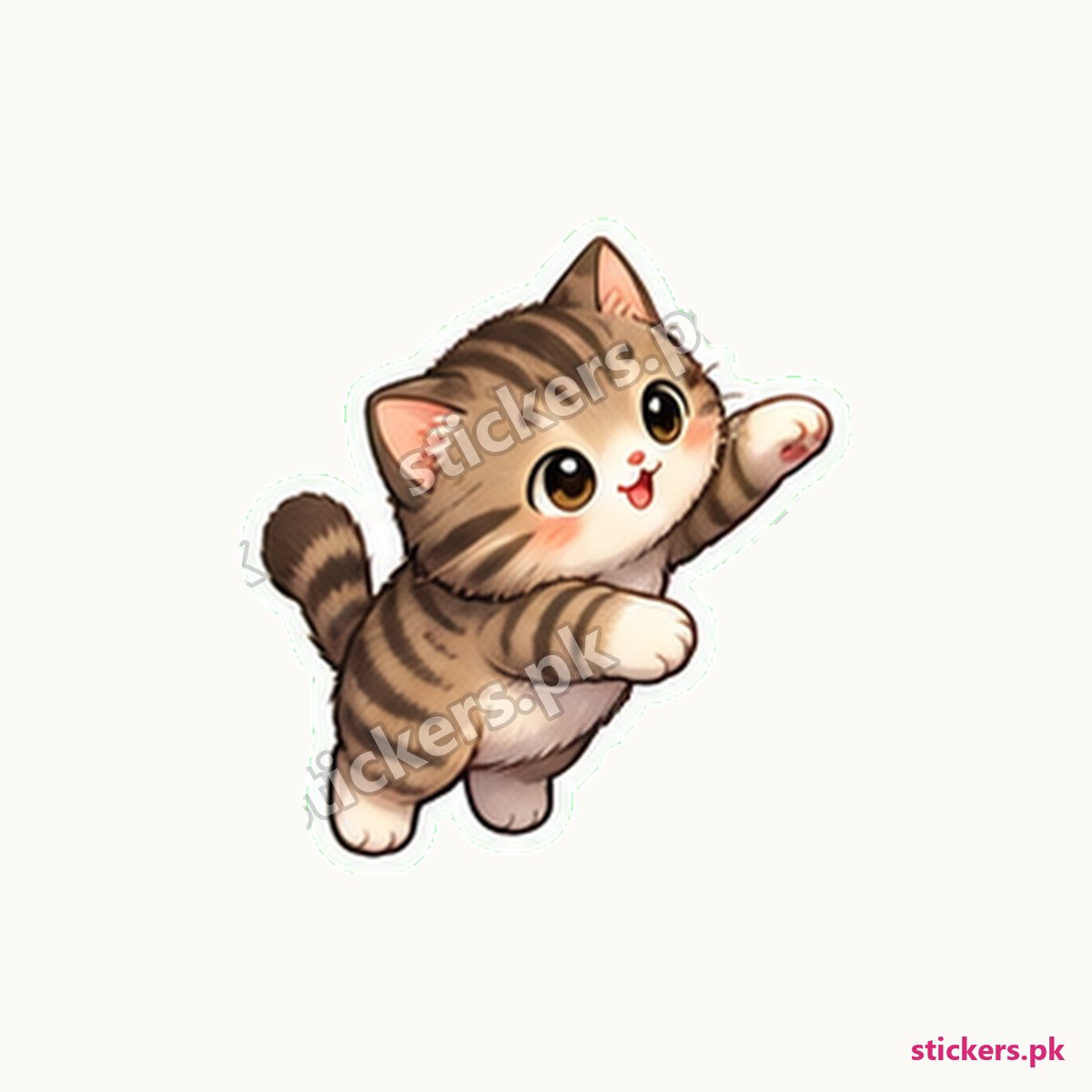 Chubby Tabby Kitten Woollen Scarf Sticker die-cut sticker