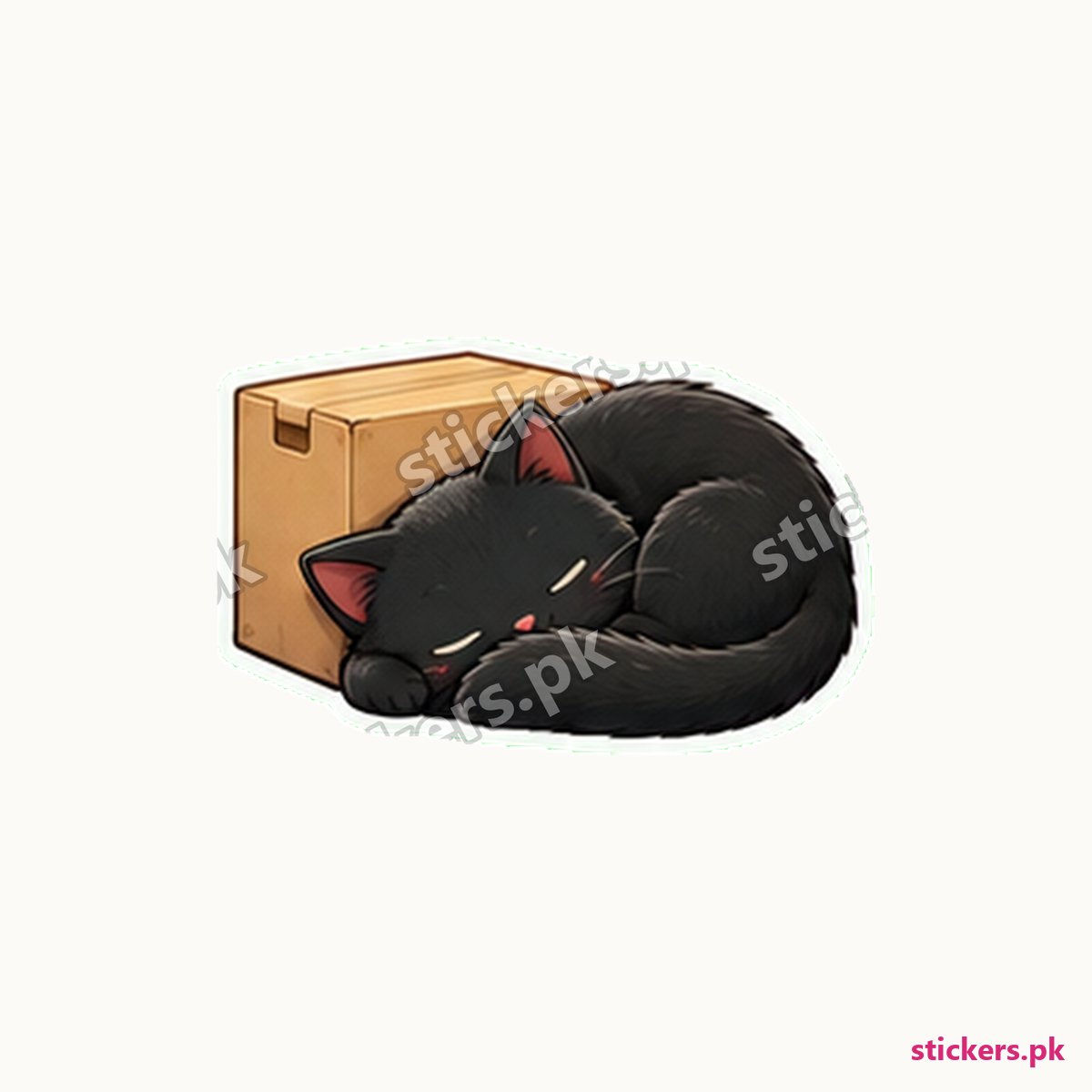 Sleek Black Cat Cardboard Box Sticker die-cut sticker