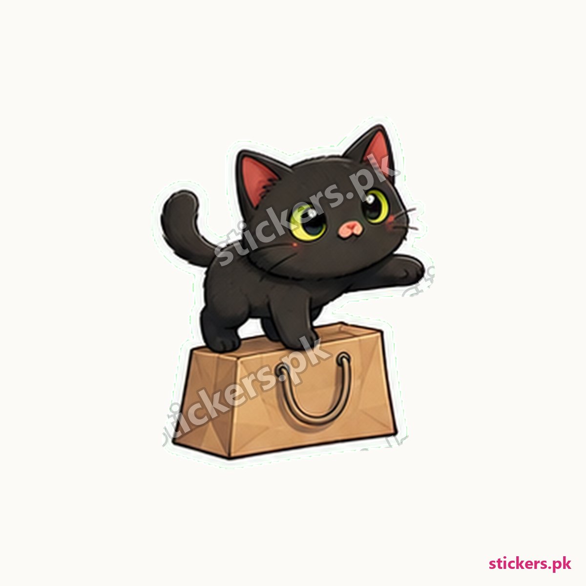 Sleek Black Cat Paper Shopping Sticker die-cut sticker