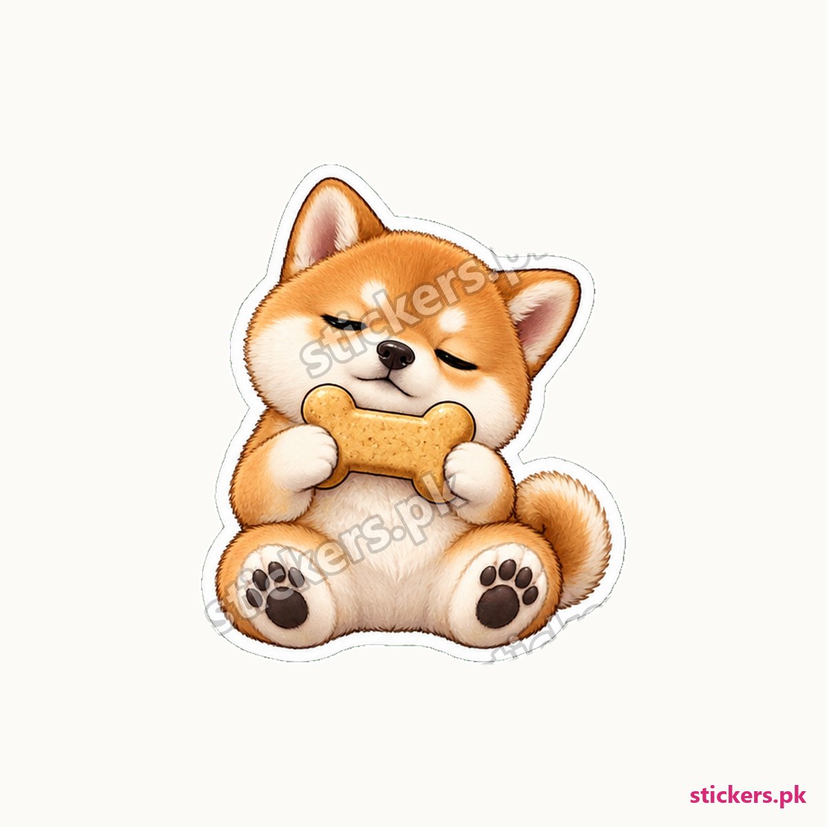 Shiba-Style Puppy Bone-Shaped Biscuit Sticker die-cut sticker