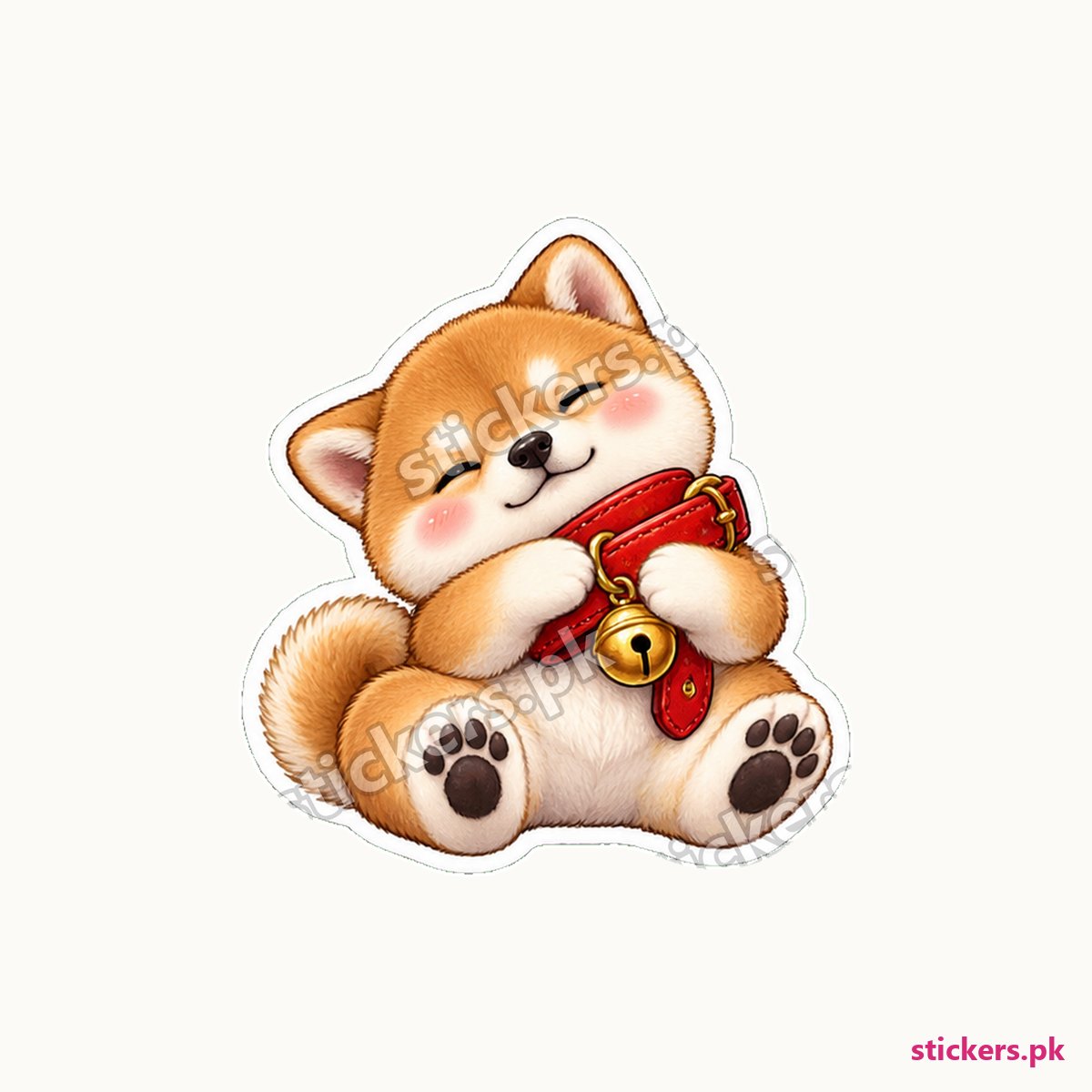 Shiba-Style Puppy Red Collar Sticker die-cut sticker
