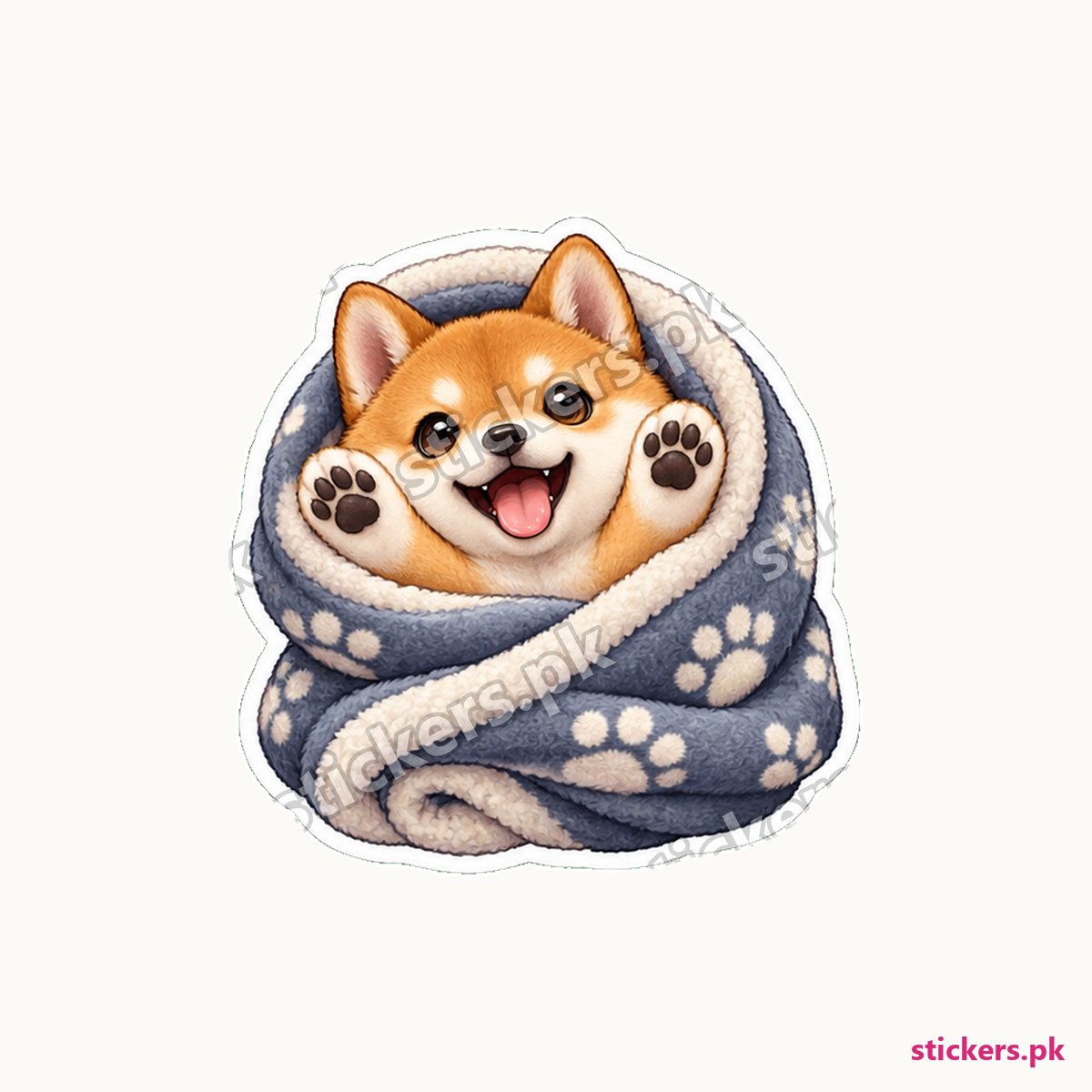 Shiba-Style Puppy Rolled Blanket Sticker die-cut sticker