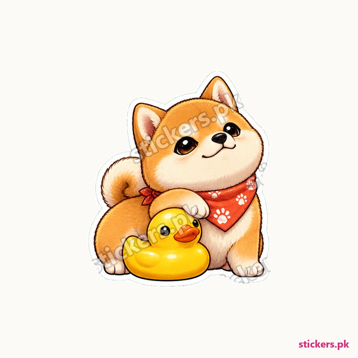 Shiba-Style Puppy Squeaky Toy Sticker die-cut sticker