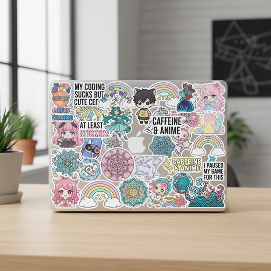 Laptop with custom stickers