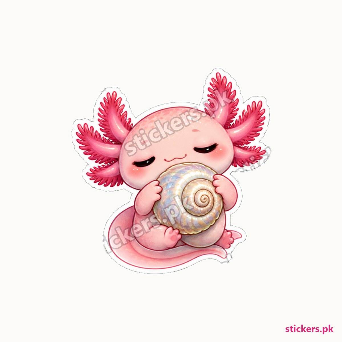 Pink Axolotl Swirled Seashell Sticker die-cut sticker