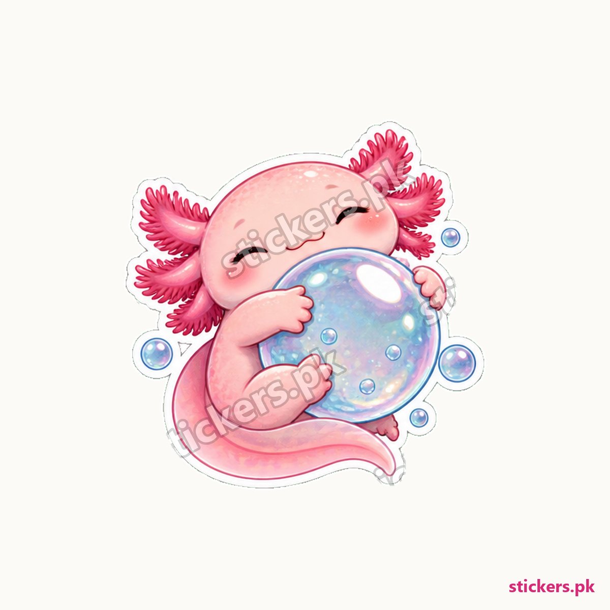 Pink Axolotl Rising Oxygen Sticker die-cut sticker