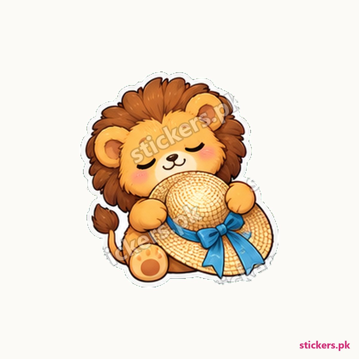 Fluffy-Maned Lion Cub Woven Sun Sticker die-cut sticker