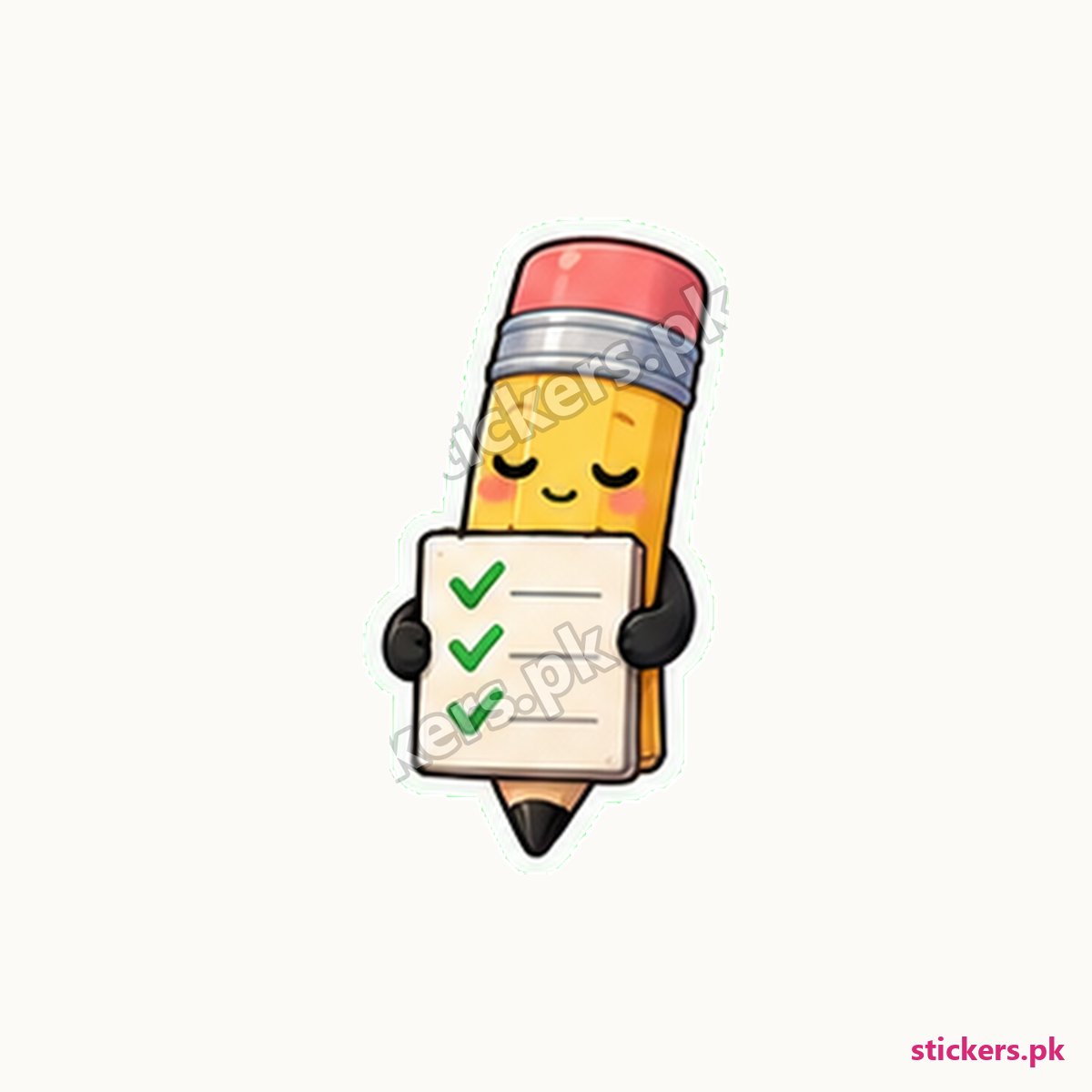 Pencil Character Checklist Sticker die-cut sticker