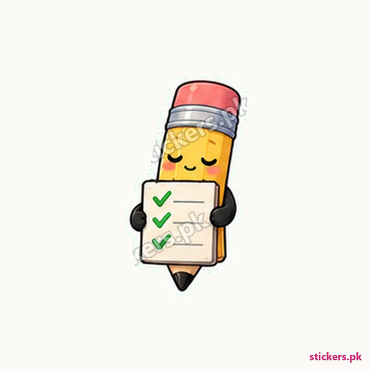 Pencil Character Checklist Sticker die-cut sticker