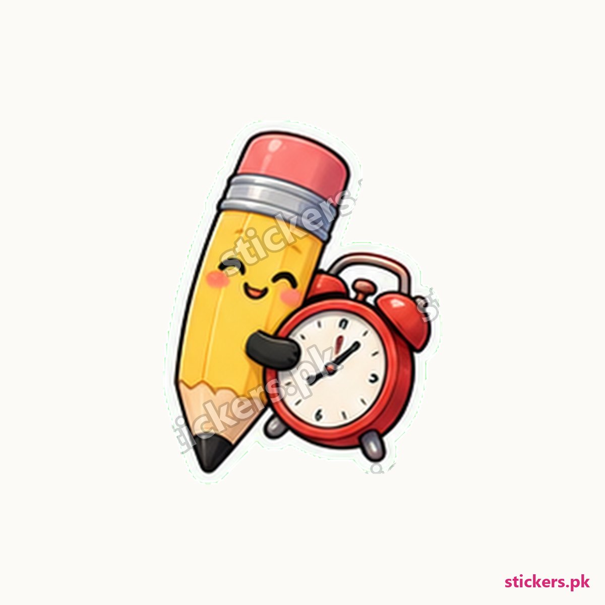 Pencil Character Small Alarm Sticker die-cut sticker