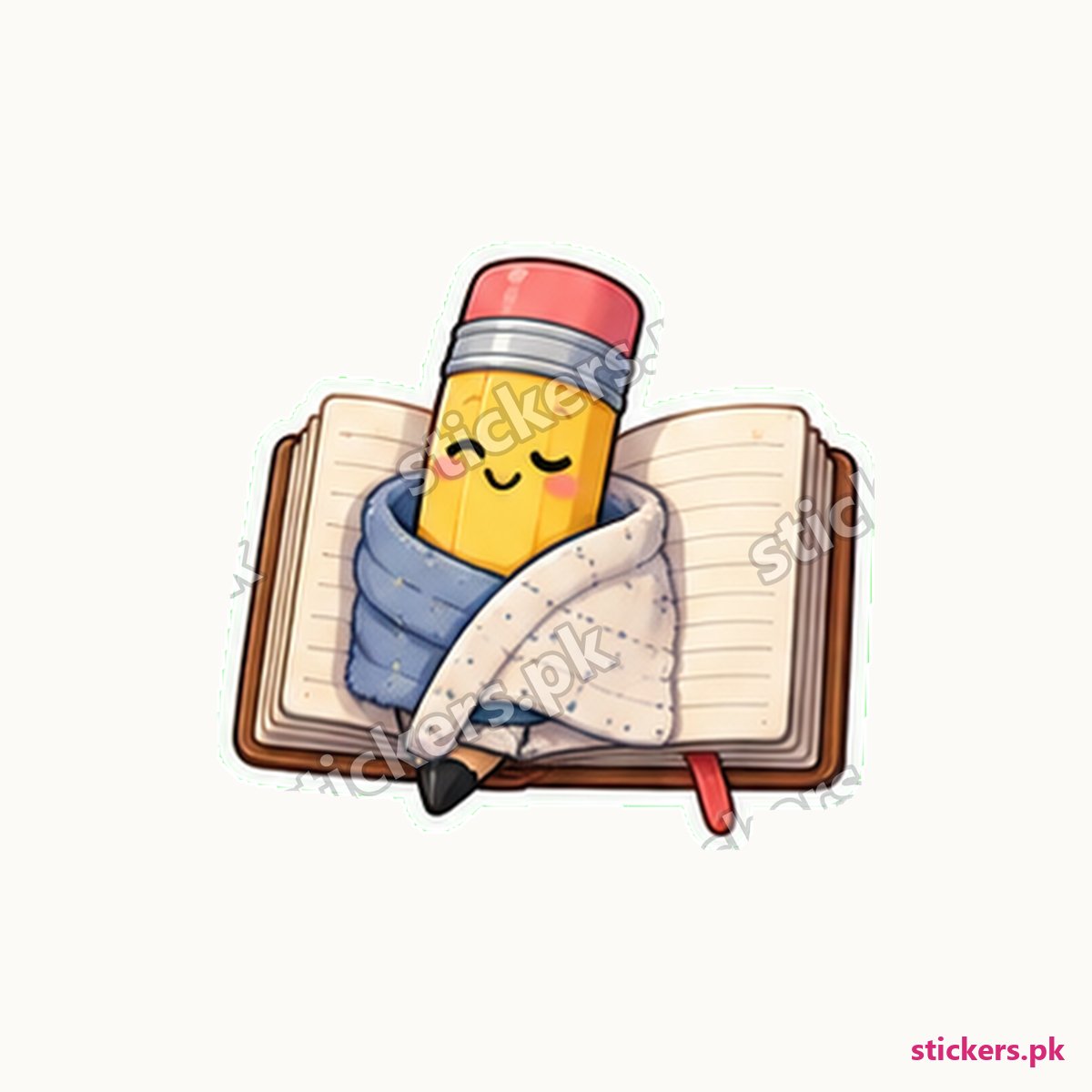 Pencil Character Open Notebook Sticker die-cut sticker