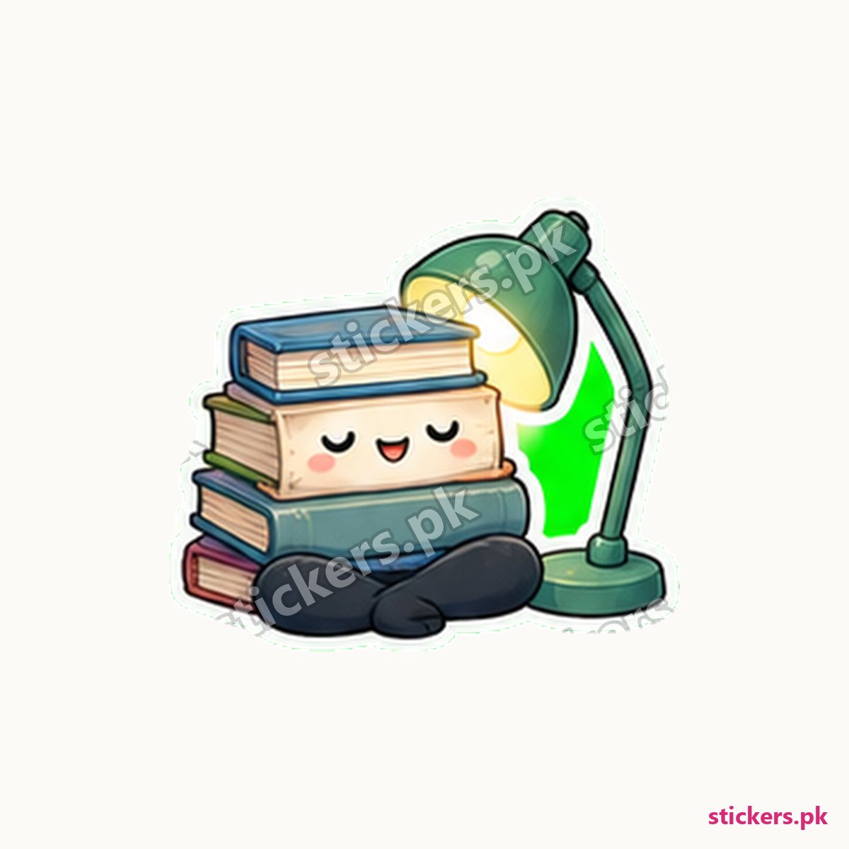 Stack Of Study Books Desk Lamp Sticker die-cut sticker