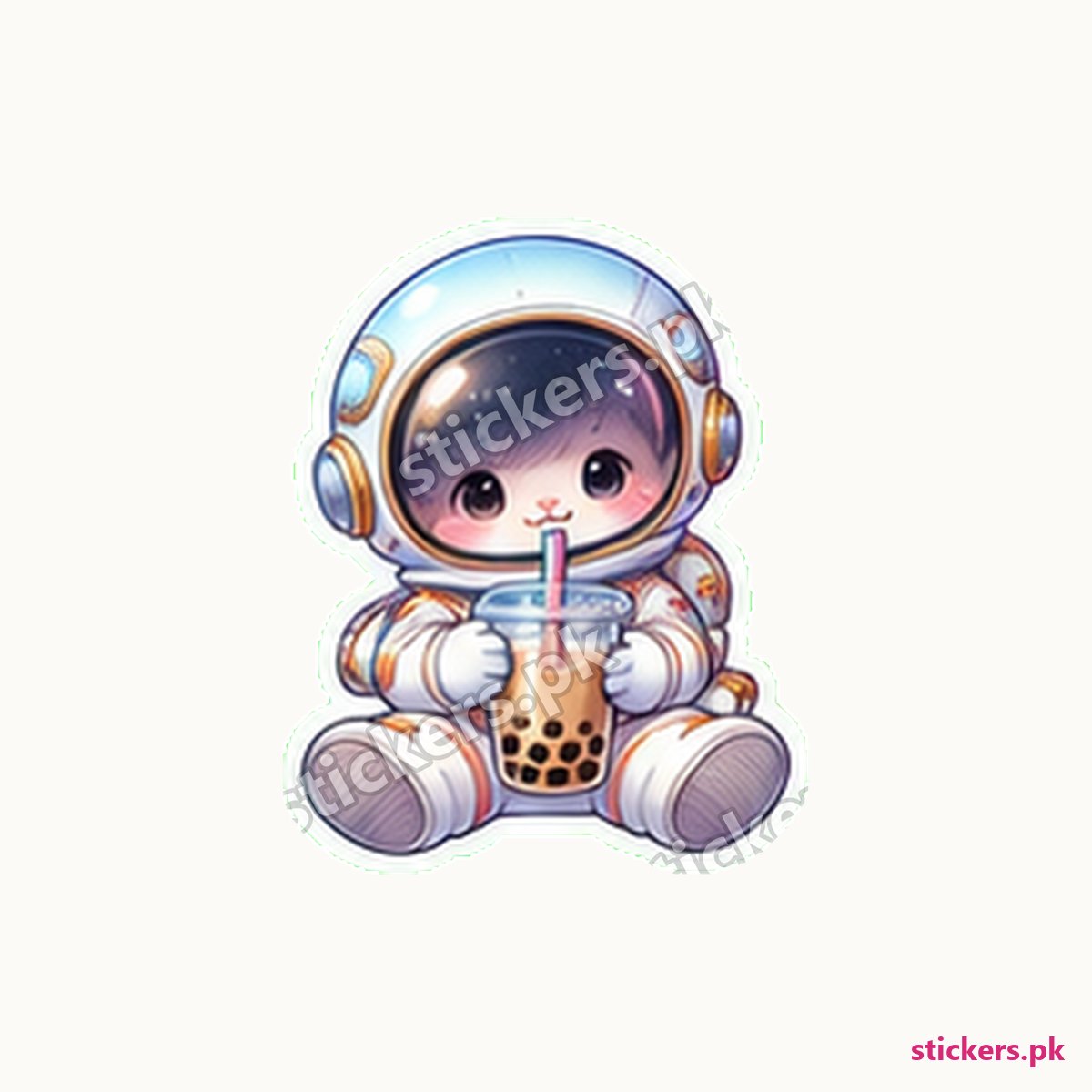 Cosmo Bubble Tea Astronaut Sticker die-cut sticker